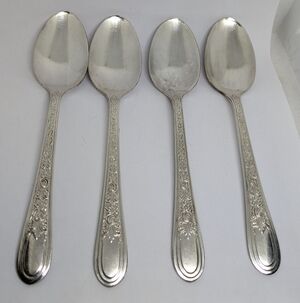 1930's Silverplate Tablespoons Set Of 4 Fortune By Wallace Floral Handle